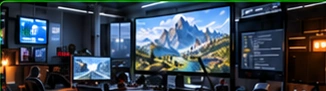 Game engine development workstations and screens